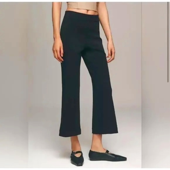 Anthopologie Maeve Margot Kick-Flare Cropped Pants Black, Small - Picture 1 of 5